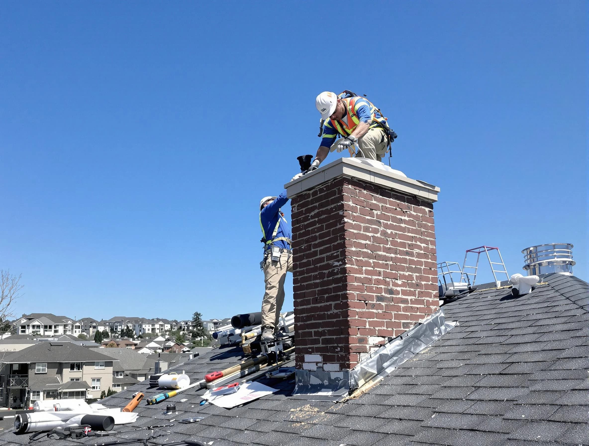 Johnstown Chimney Sweep repairing a chimney crown in Johnstown, CO