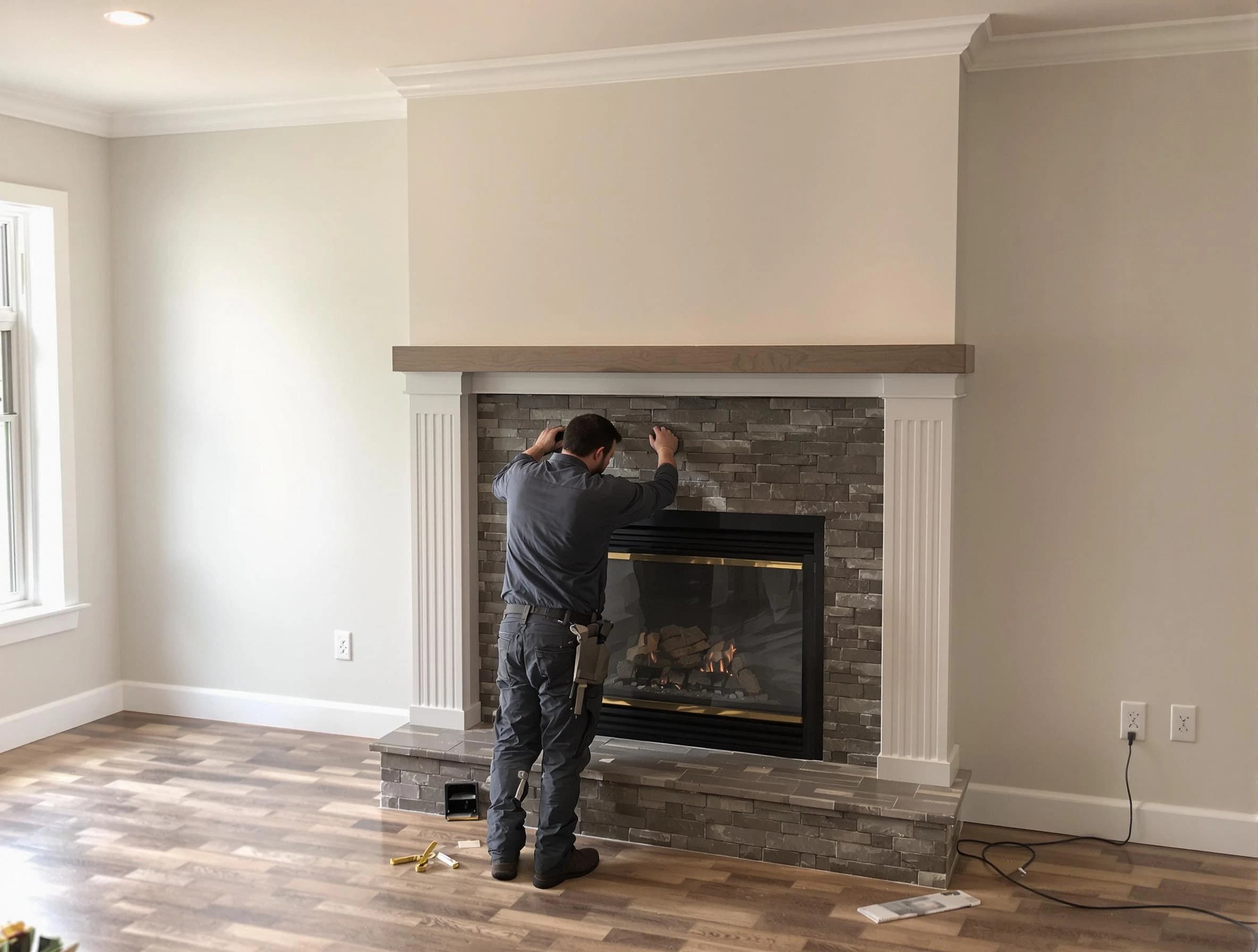 Johnstown Chimney Sweep finishing a custom fireplace install in Johnstown, CO