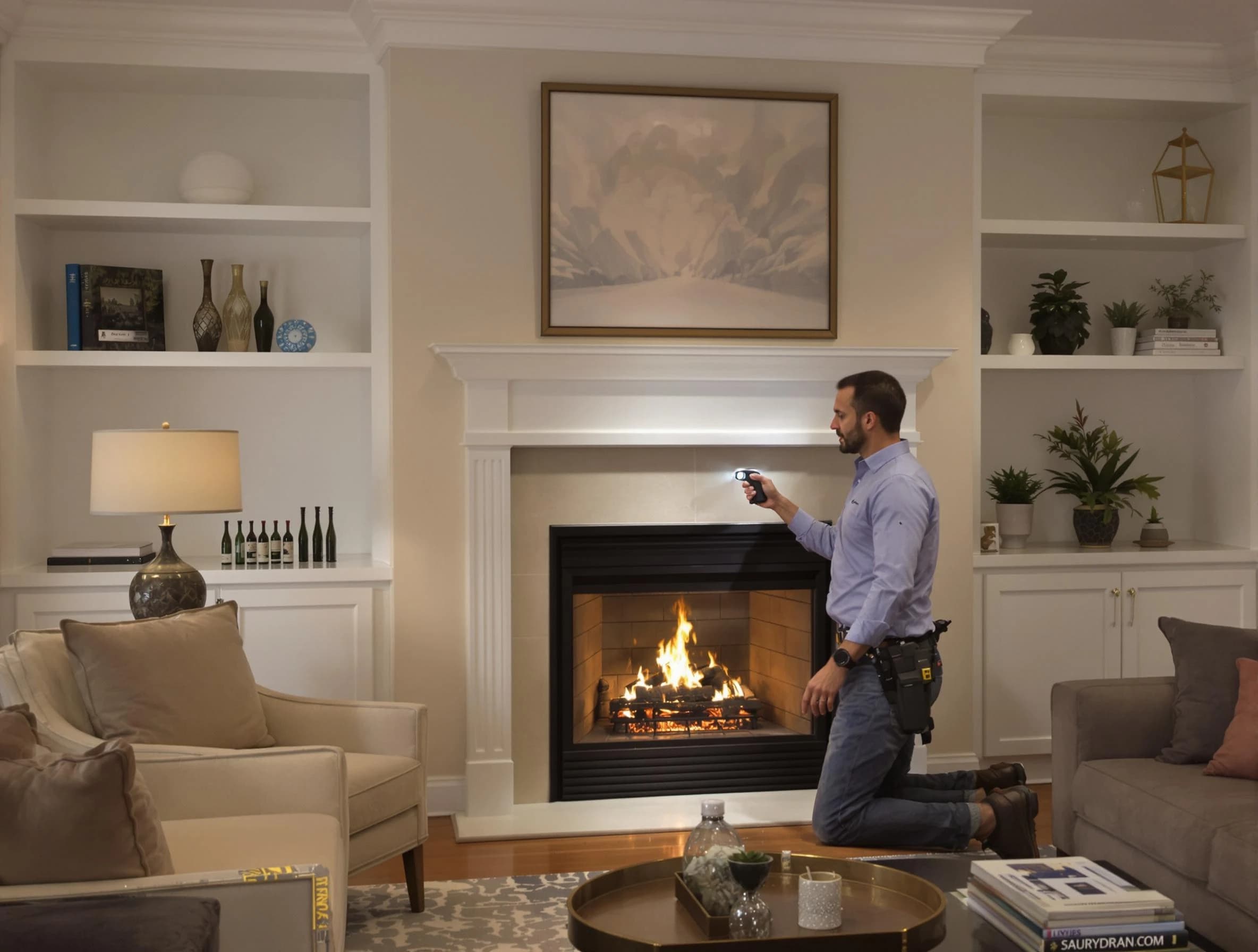 Johnstown Chimney Sweep conducting a fireplace safety inspection in Johnstown, CO